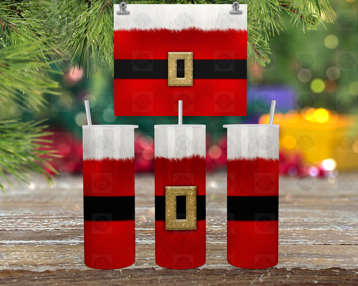 Santa Suit Tumbler, Christmas Red Stainless Steel Cup, 20Oz Lid