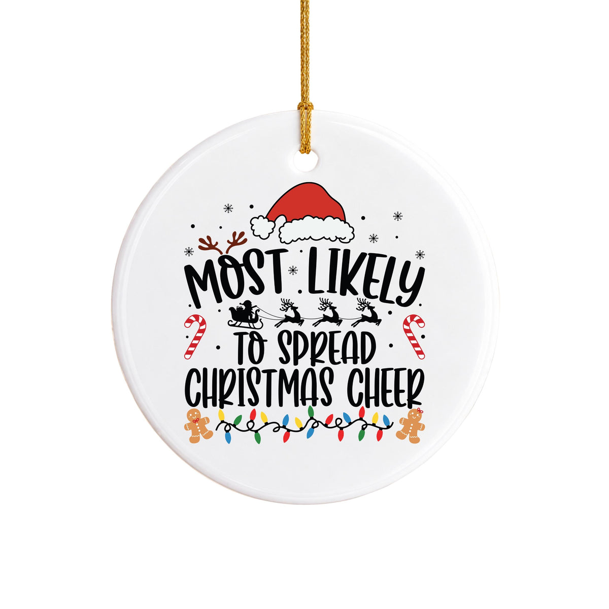 Christmas Ceramic Ornament, Round 3 Inch Keepsake | Funny Holiday