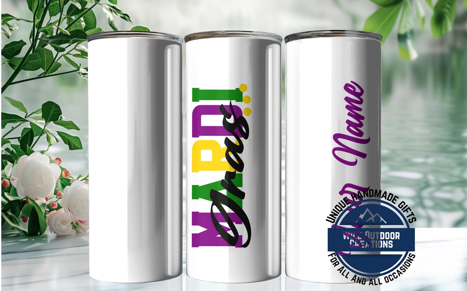 Glow-in-the-Dark Tumbler - Custom Name Skinny Steel Cup | 20oz or 30oz Double Wall - showing lid and straw detail