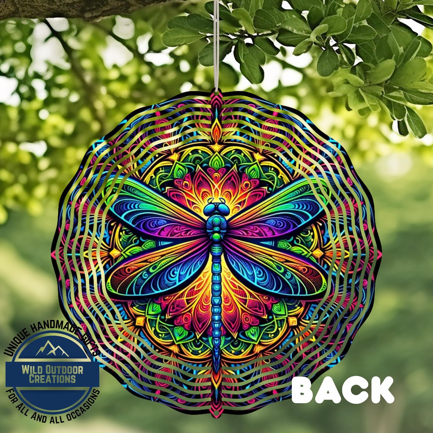 Dragonfly Wind Spinner - Vibrant Rainbow Neon Garden Decor With 360 Degree Swivel - scale and size reference