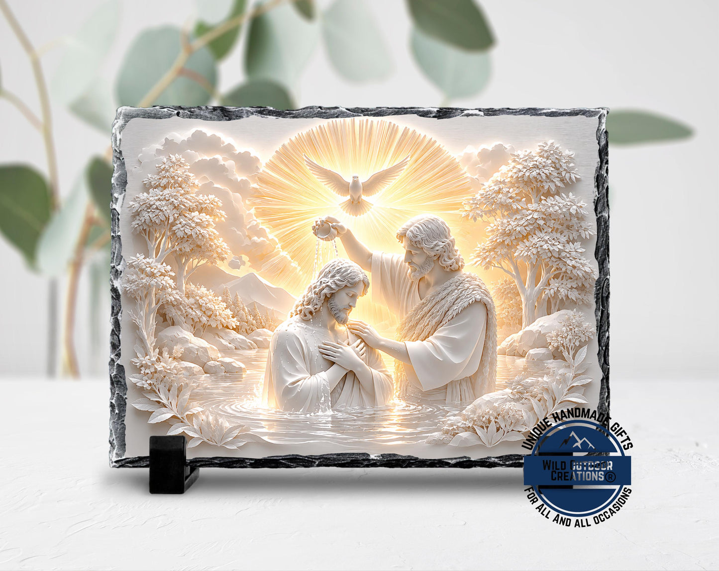 Holy Spirit Dove Baptism Slate Plaque, Jesus John Baptist Religious Decor, Confirmation Gift