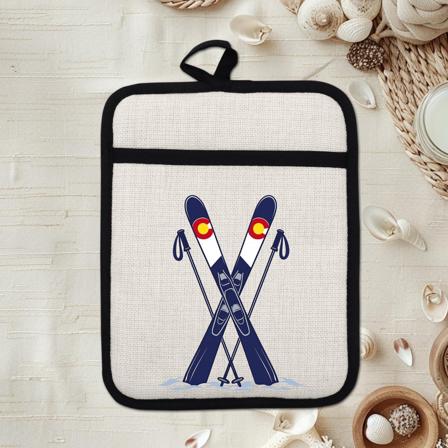 Ski Oven Mitt – Heat Resistant Silicone Pot Holder With Loop | Colorado Kitchen Decor - product dimensions and specifications