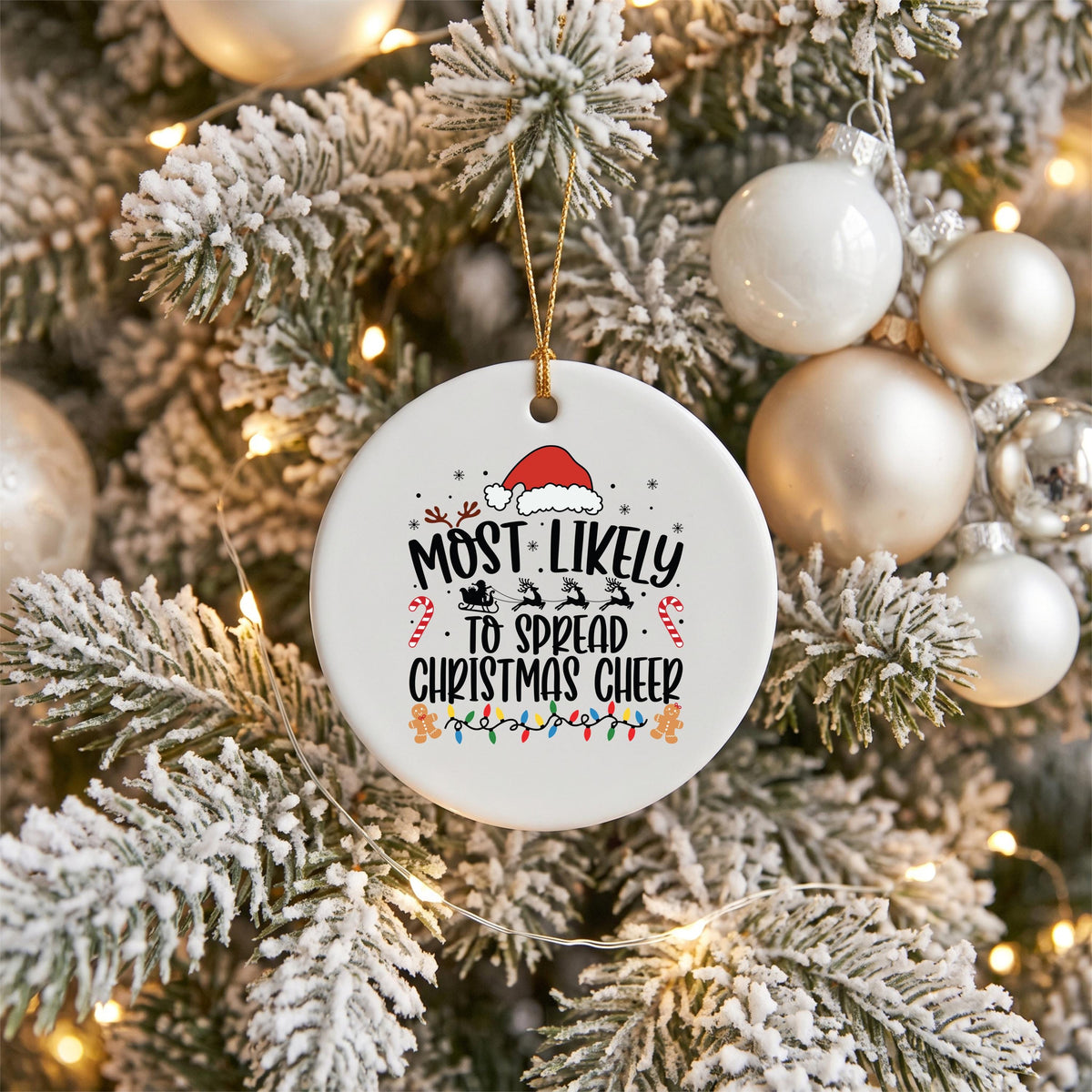 Christmas Ceramic Ornament, Round 3 Inch Keepsake | Funny Holiday