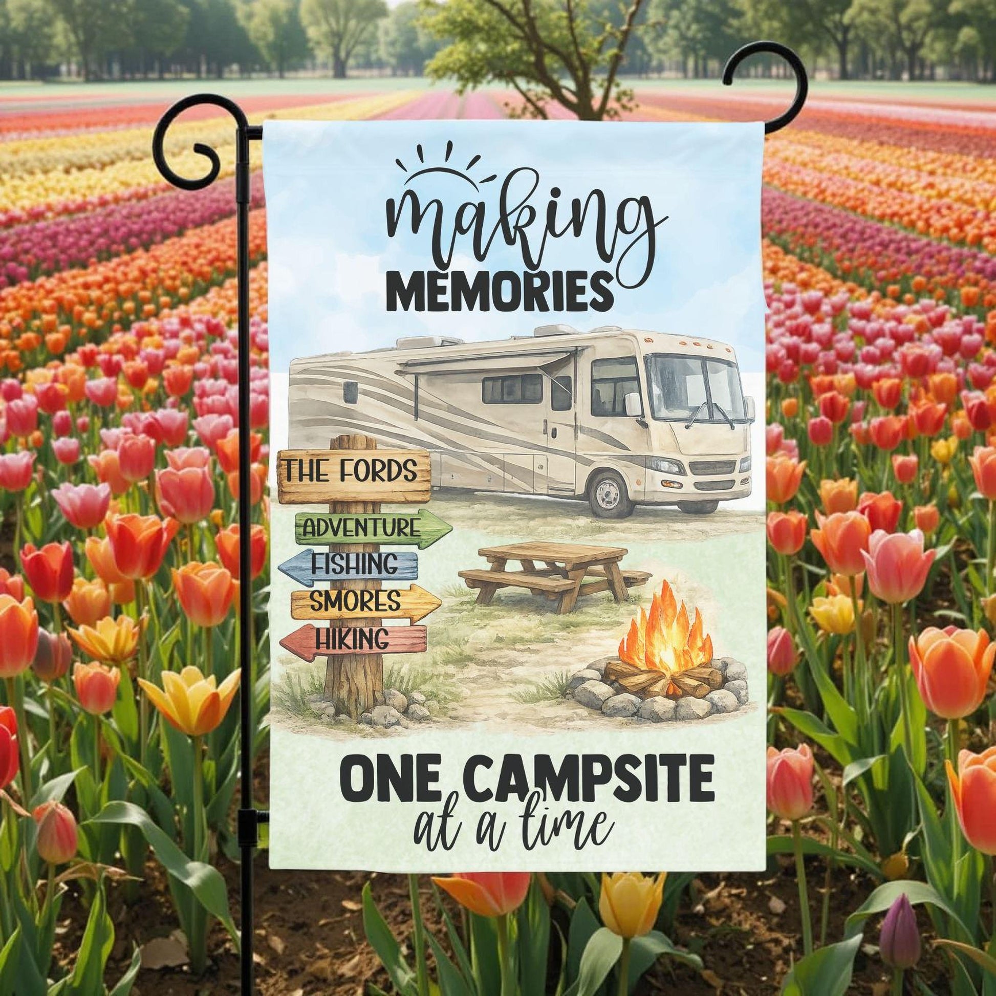 Personalized Motorhome Flag – Class A Motorhome RV Garden Flag 12x18 Double Sided - design detail