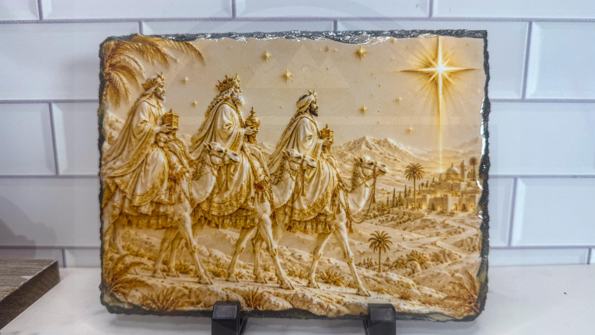 Three Wise Men Slate Plaque, Christmas Magi Nativity Wall Art, Rustic Decor Gift