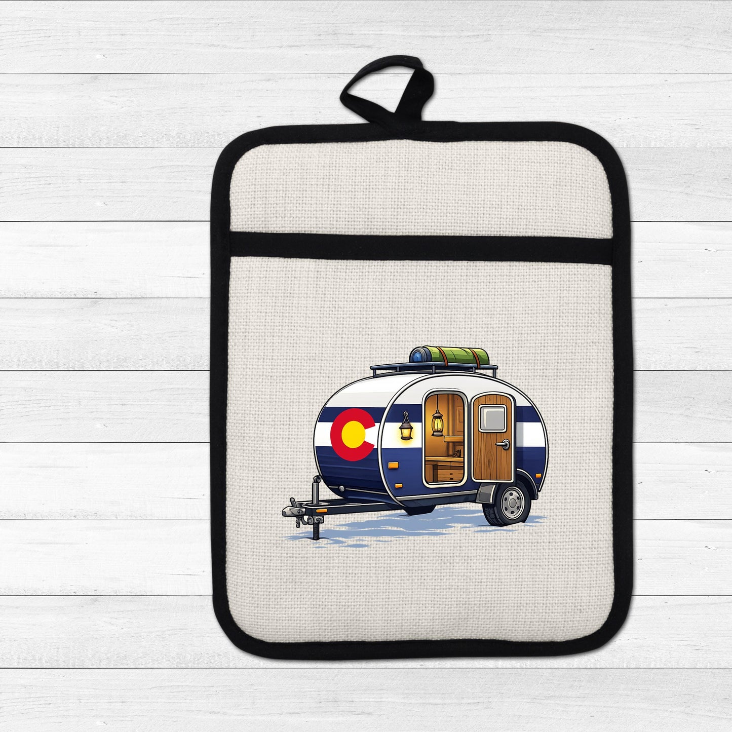 Pot Holder Oven Mitt - Heat Resistant Silicone Trivet | Colorado Camper Gift - gift presentation view