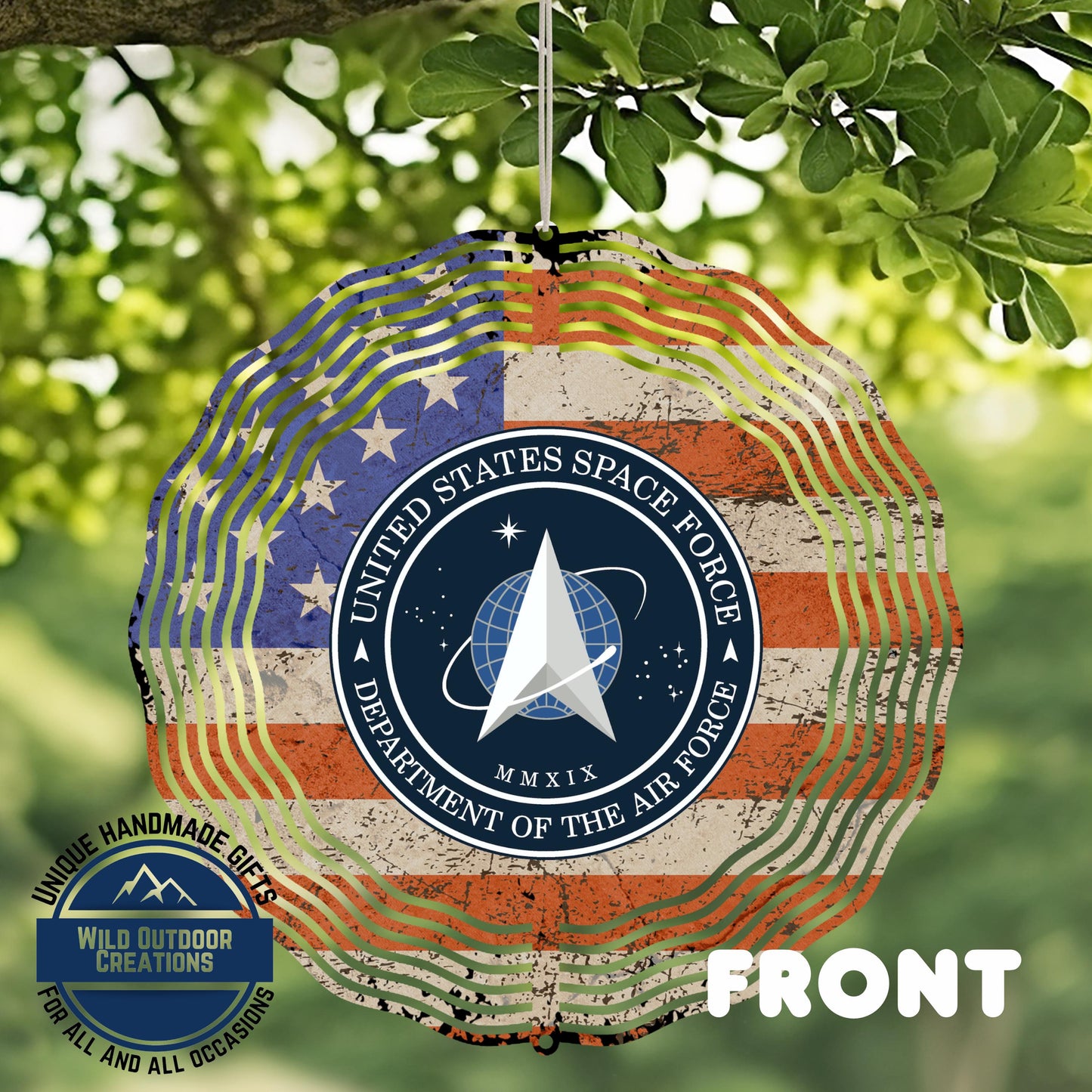 Space Force Wind Spinner – Patriotic Garden Decor | USSF Veteran Gift Outdoor Art - additional angle