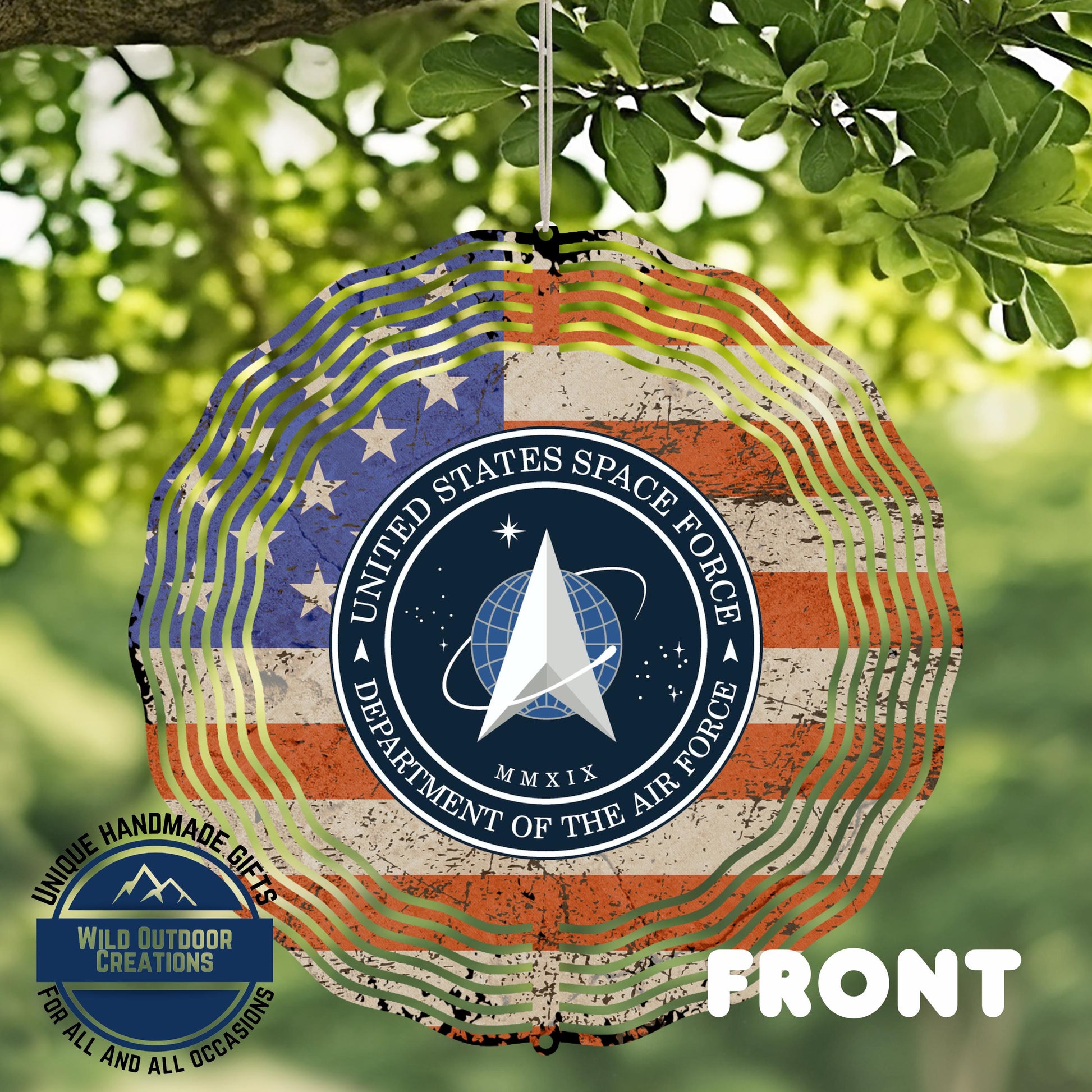 Space Force Wind Spinner – Patriotic Garden Decor | USSF Veteran Gift Outdoor Art - additional angle