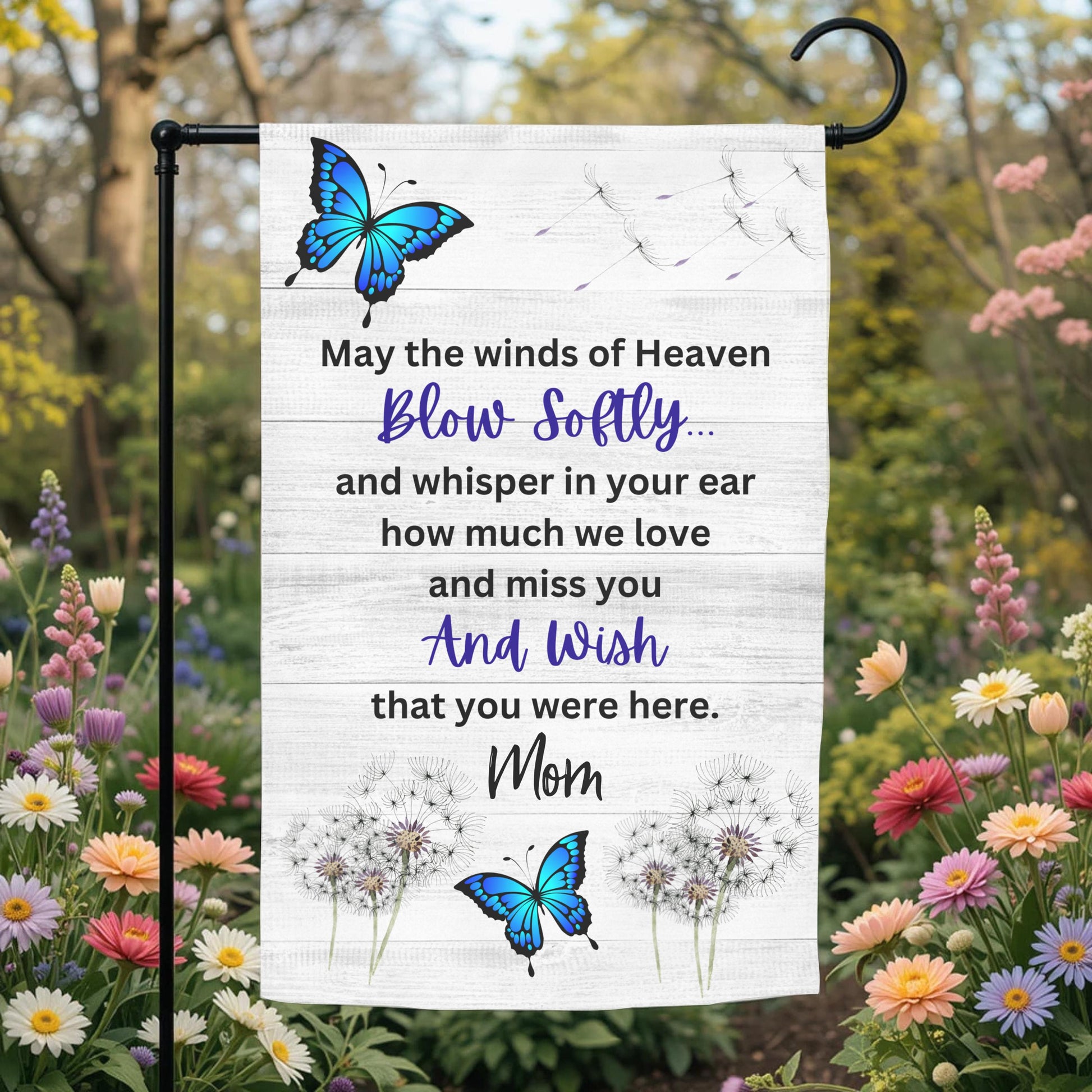 Memorial Garden Flag – Personalized Butterfly Sympathy Outdoor Garden Remembrance Flag 12x18 - garden display