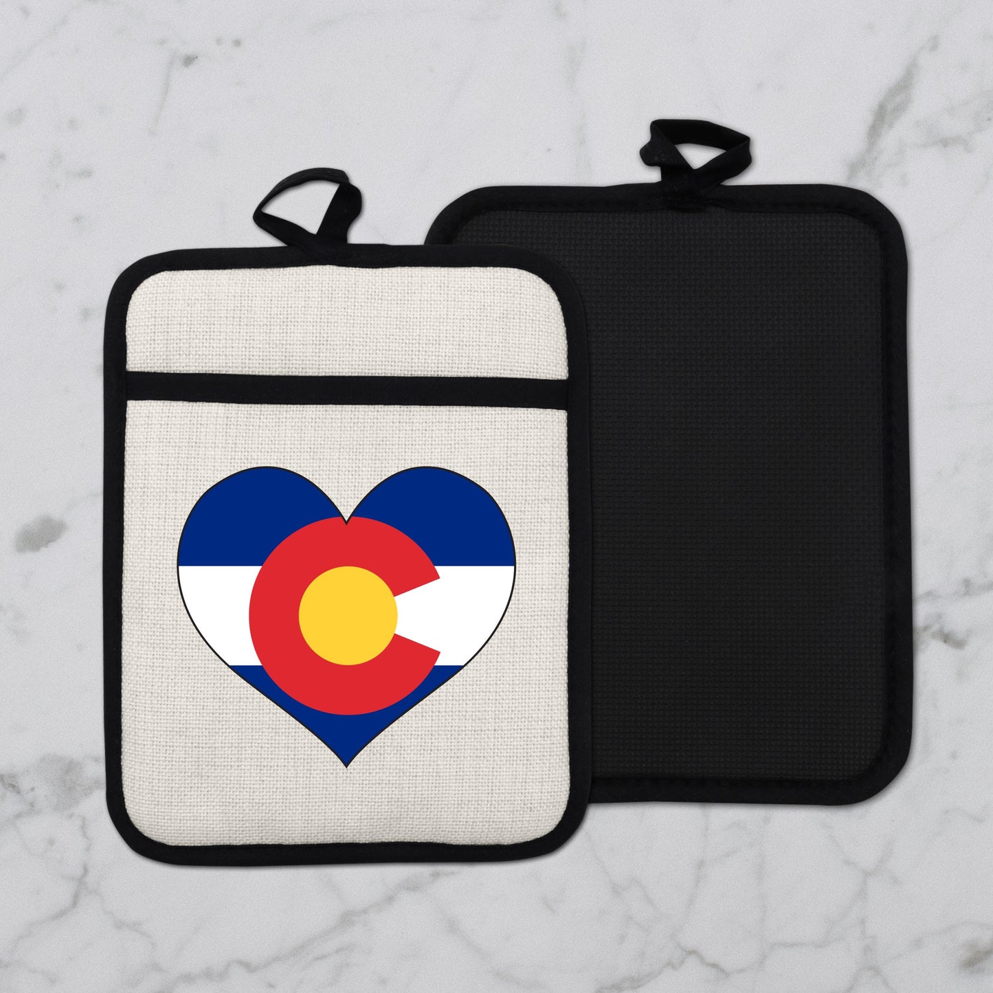 Colorado Heart Pot Holder – Silicone Pot Holder with Linen Front & Heat Resistant Trivet - additional product photo 12
