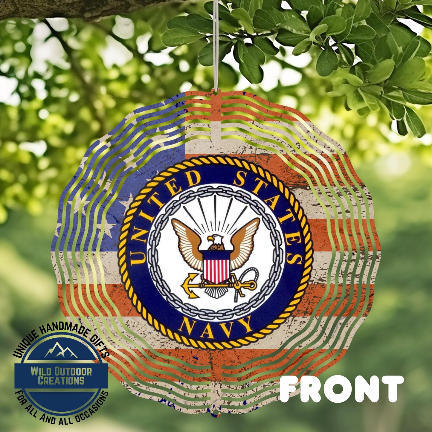Navy Veteran Wind Spinner – Patriotic Garden Decor | Durable Aluminum, 10-Inch - additional angle