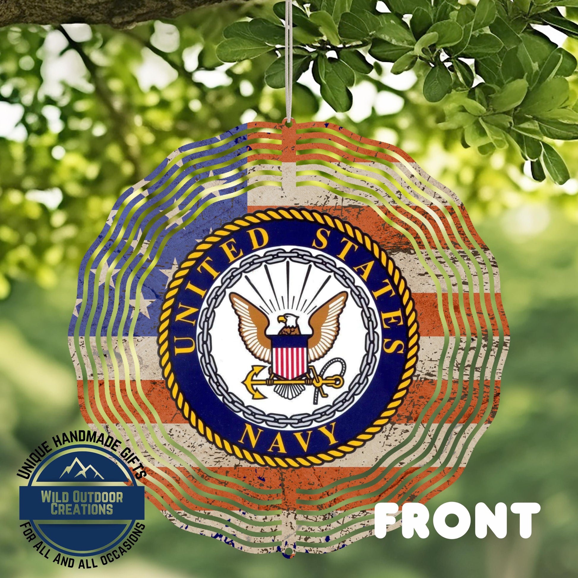 Navy Veteran Wind Spinner – Patriotic Garden Decor | Durable Aluminum, 10-Inch - additional angle