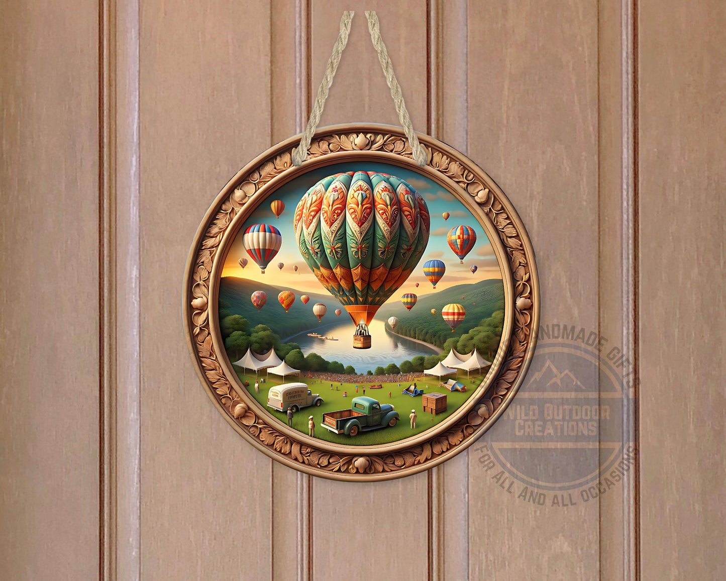 Aluminum Door Hanger – County Fair Hot Air Balloon Outdoor Door Sign, 10 Inch - packaging and presentation