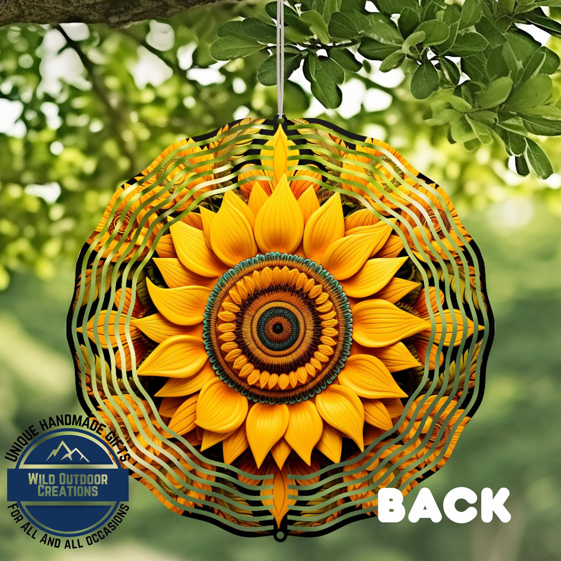 Sunflower Wind Spinner - 10 Inch Vibrant Floral Garden Art with 360° Swivel - close-up detail of design