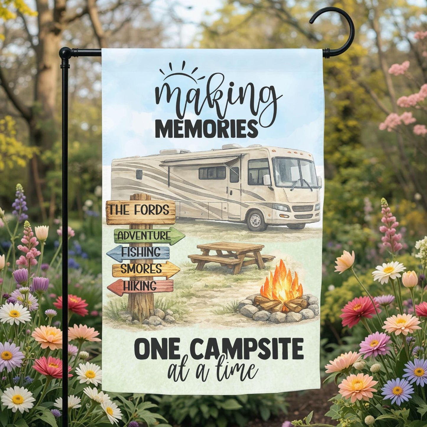 Personalized Motorhome Flag – Class A Motorhome RV Garden Flag 12x18 Double Sided - garden display