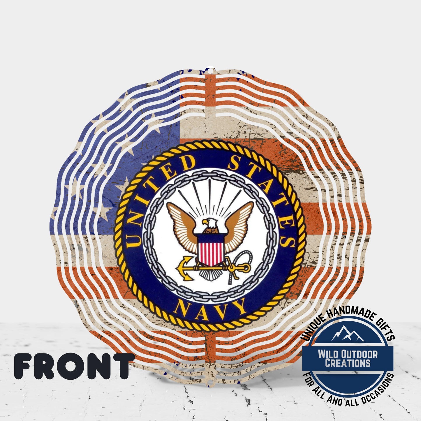 Navy Veteran Wind Spinner – Patriotic Garden Decor | Durable Aluminum, 10-Inch - product dimensions and specifications