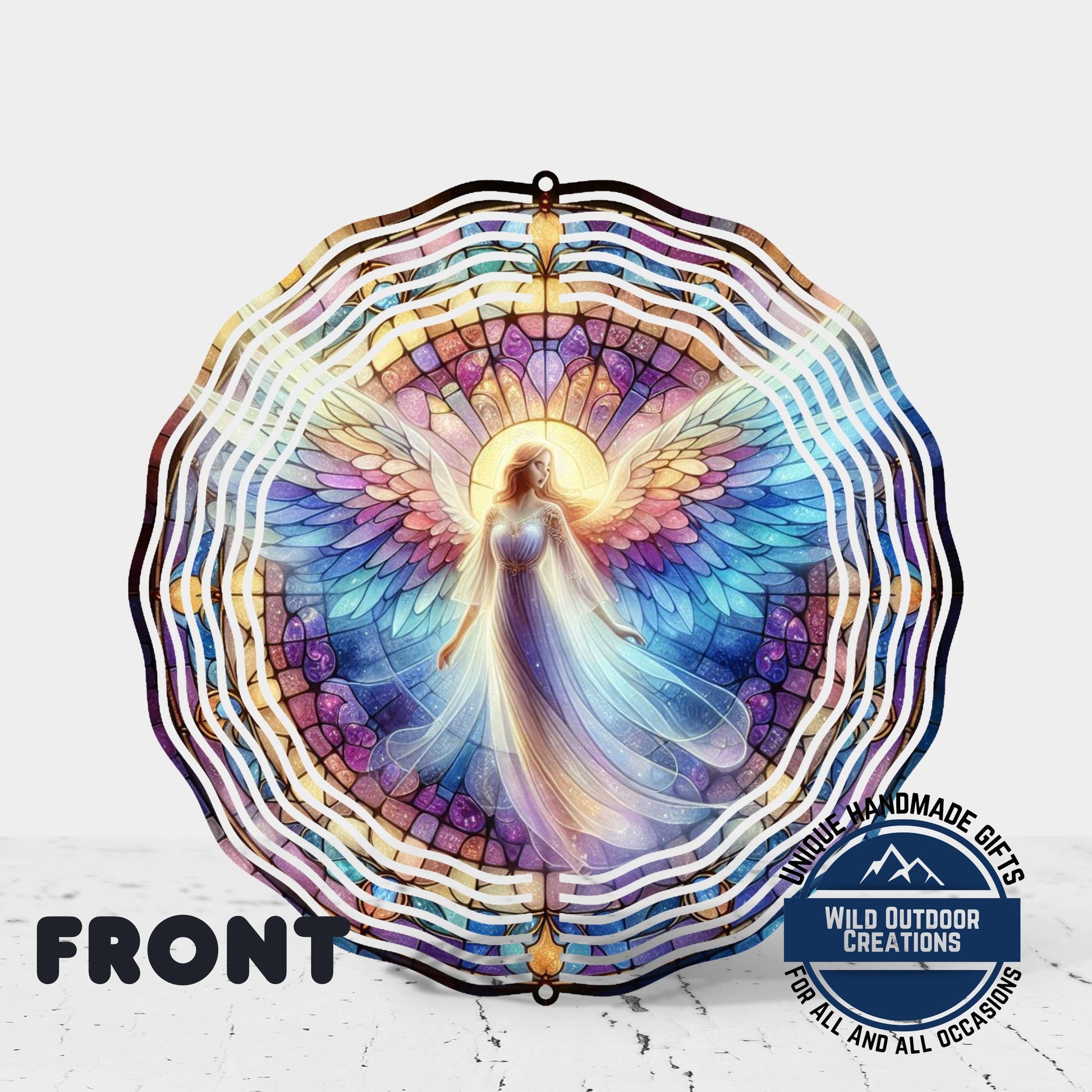 Angel Wind Spinner – Pastel Garden Decor | Unique Mother's Day Gift, Outdoor Art - back side design view