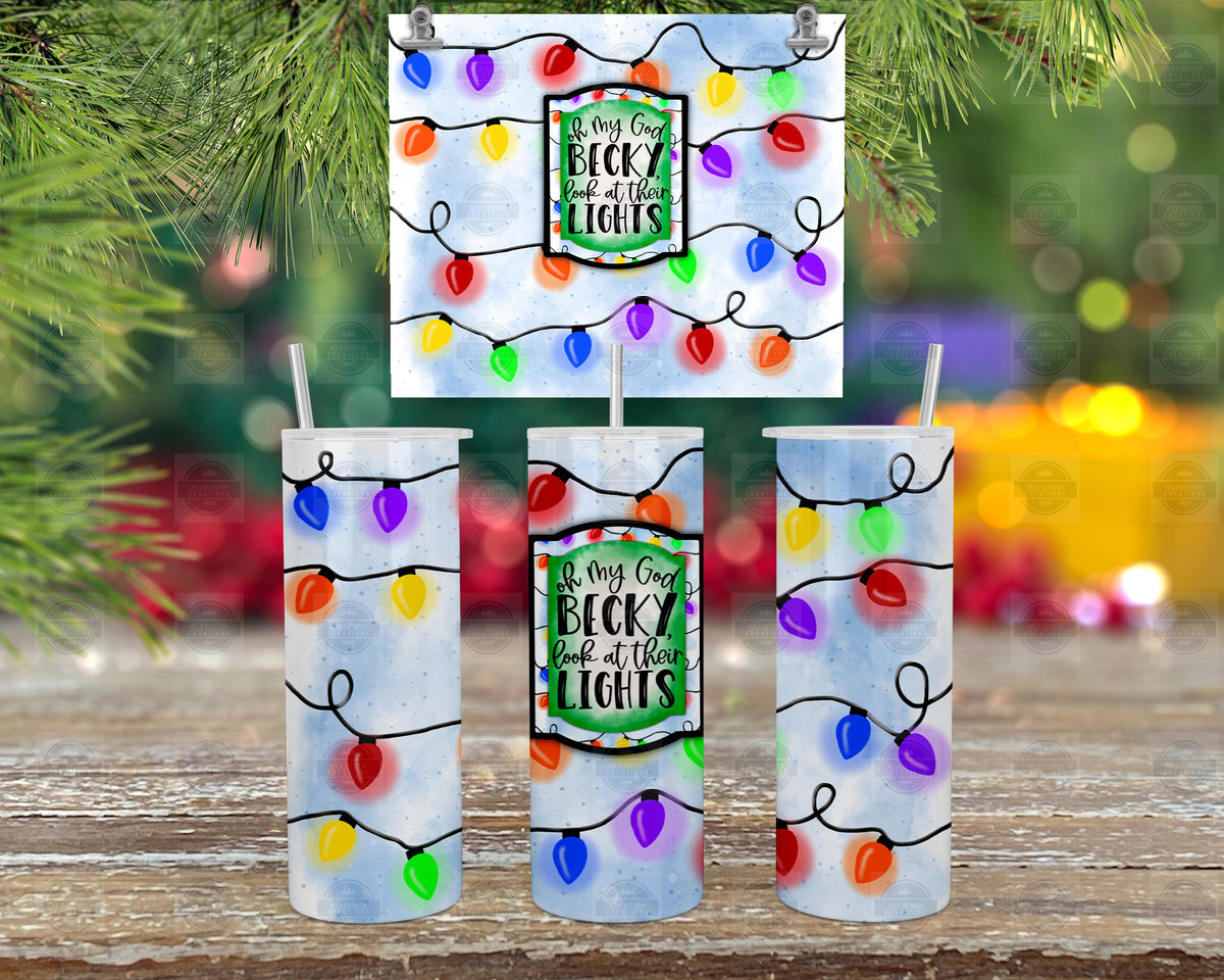 20Oz Stainless Steel Tumbler, Oh My God Becky Xmas Lights Gift