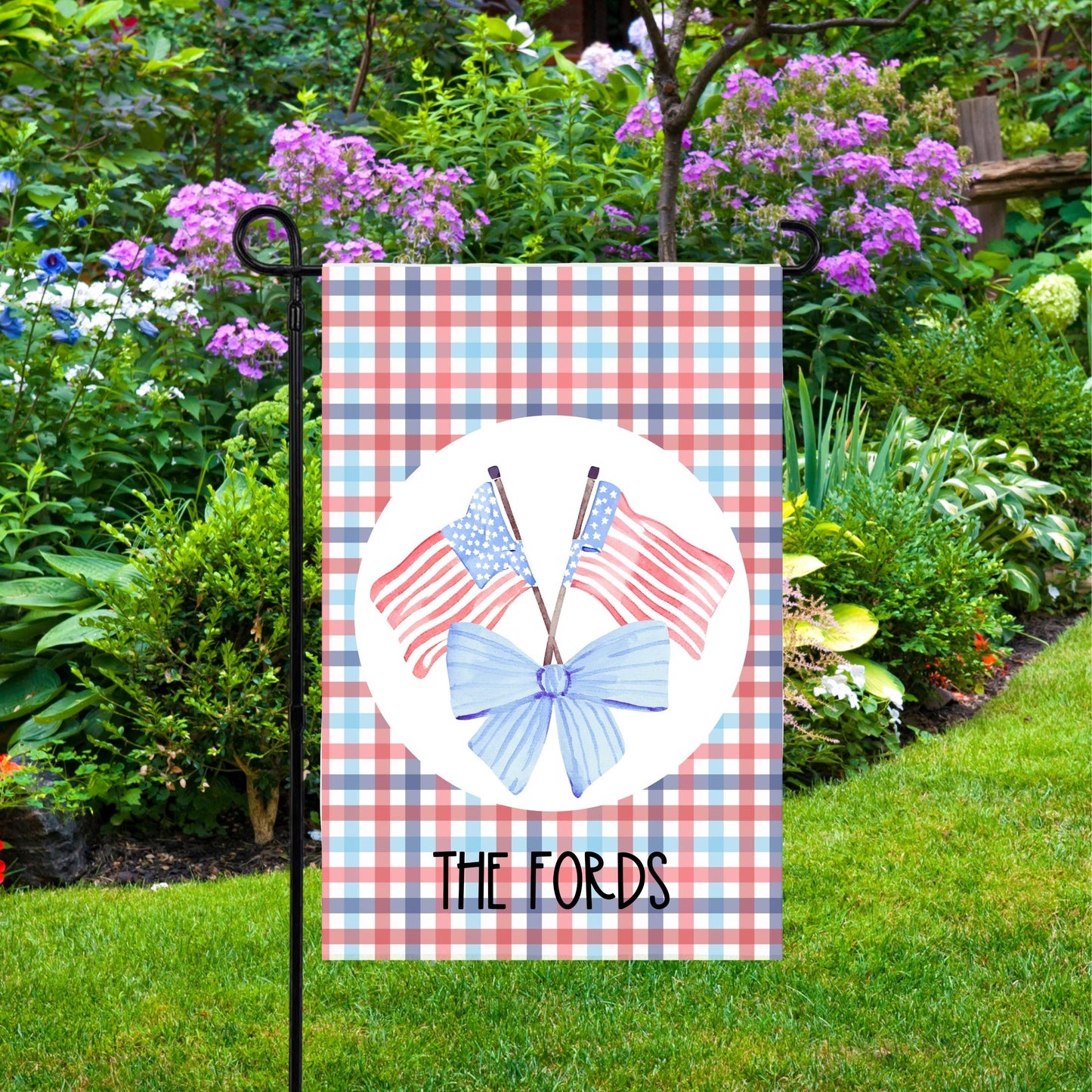 Patriotic Garden Flag with Personalized Touch, Custom Garden Flag with American Flag Design, New Home Housewarming Gift, Fourth of July Flag
