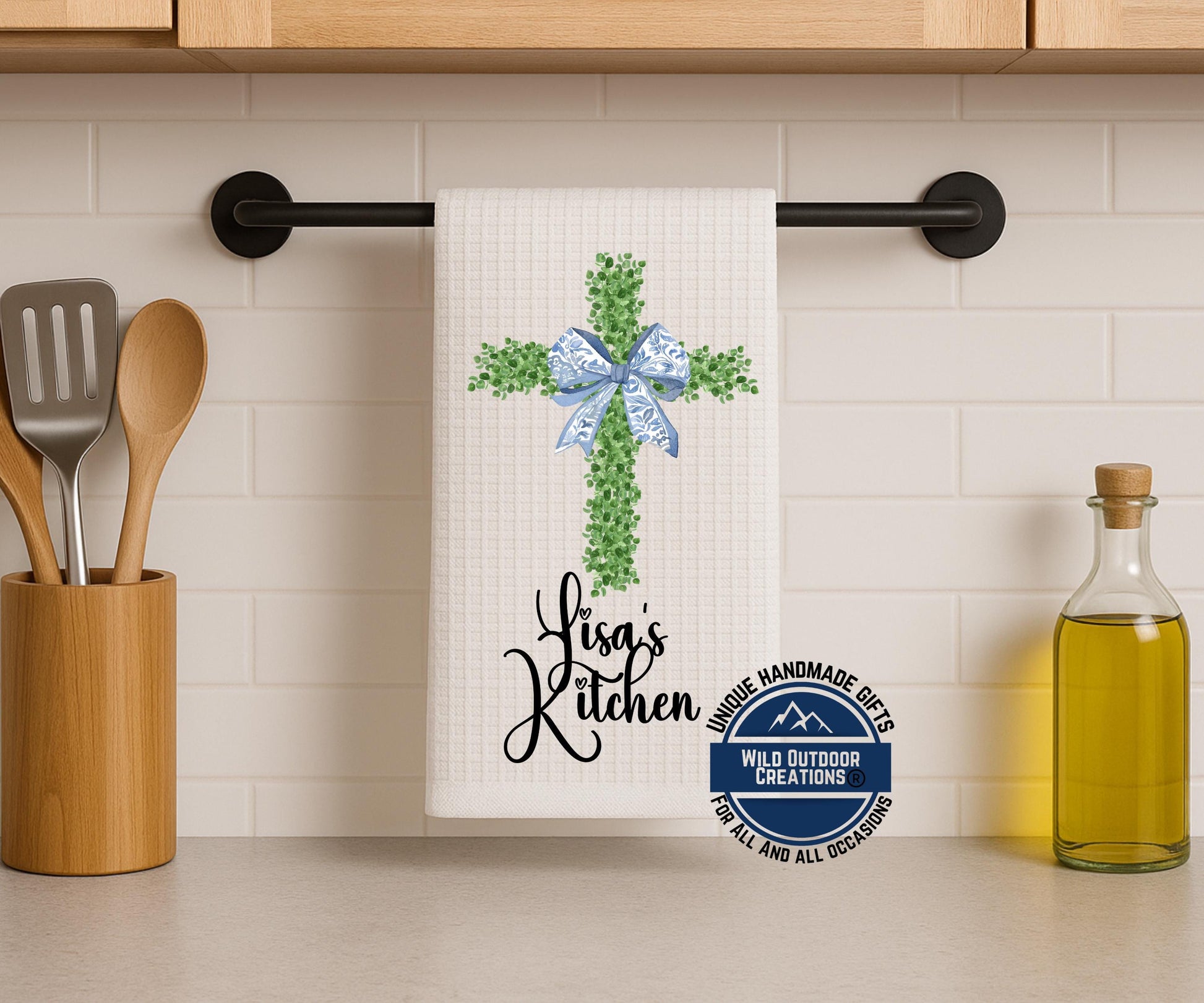 Personalized Kitchen Towel - Custom Name Cross Waffle Weave Easter Gift - additional product photo 10