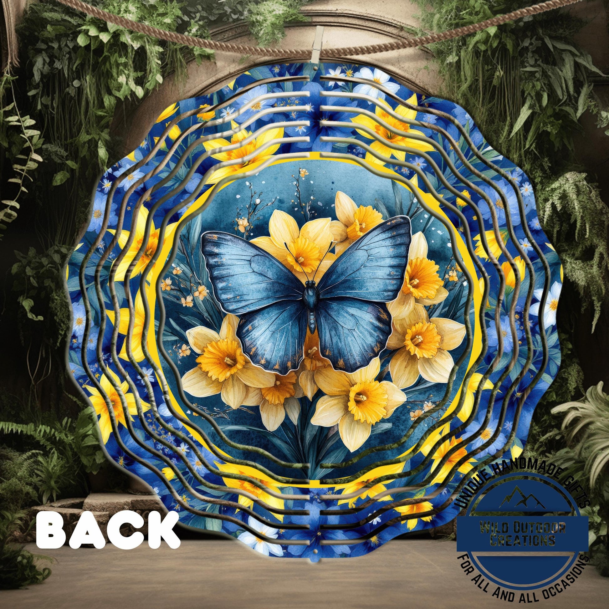 Daffodil Wind Spinner – Blue Butterfly Garden Decor, 10-Inch Aluminum Outdoor - additional product photo 12