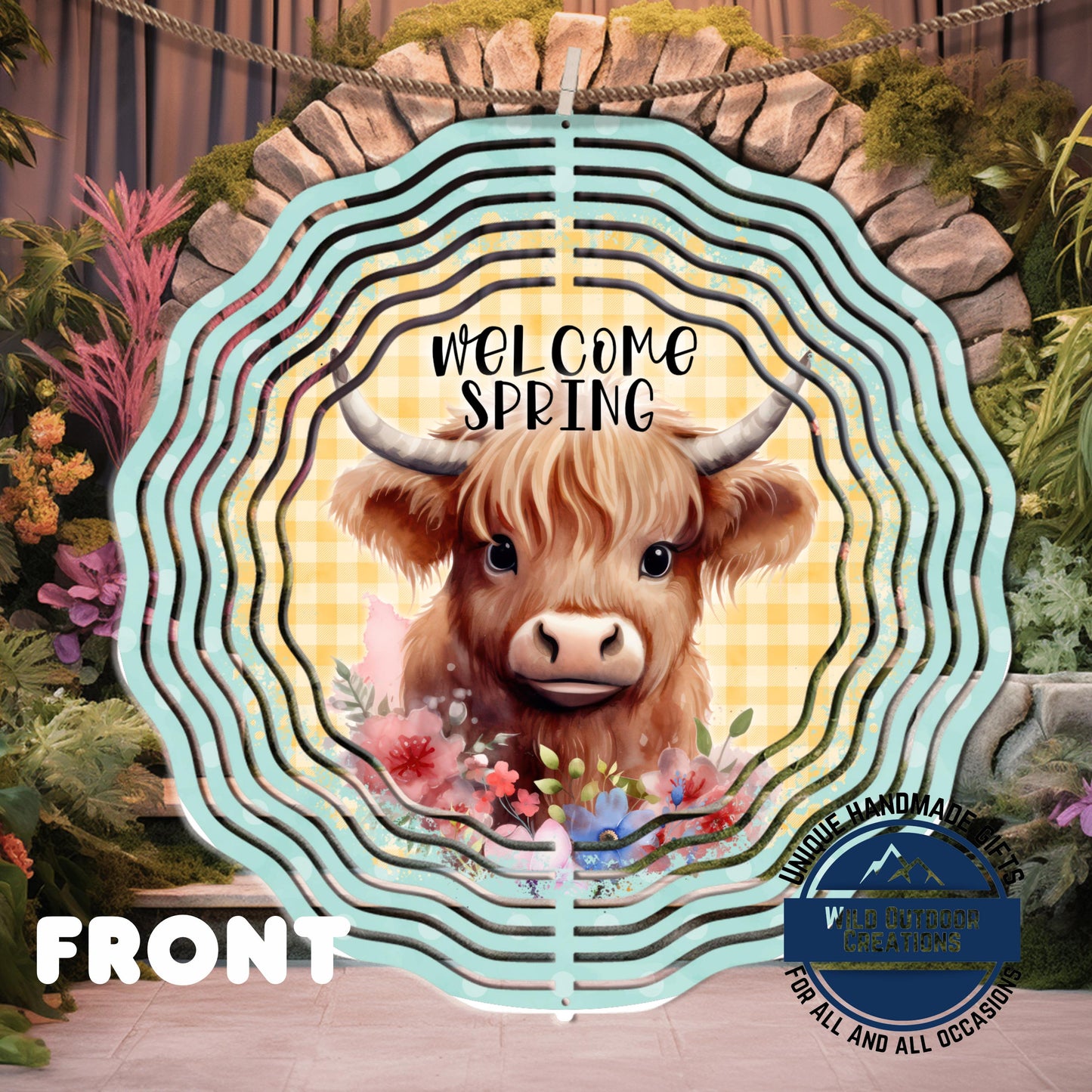 Highland Cow Spinner - Double Sided Outdoor Garden Decor with UV Protected Finish - additional product photo 12