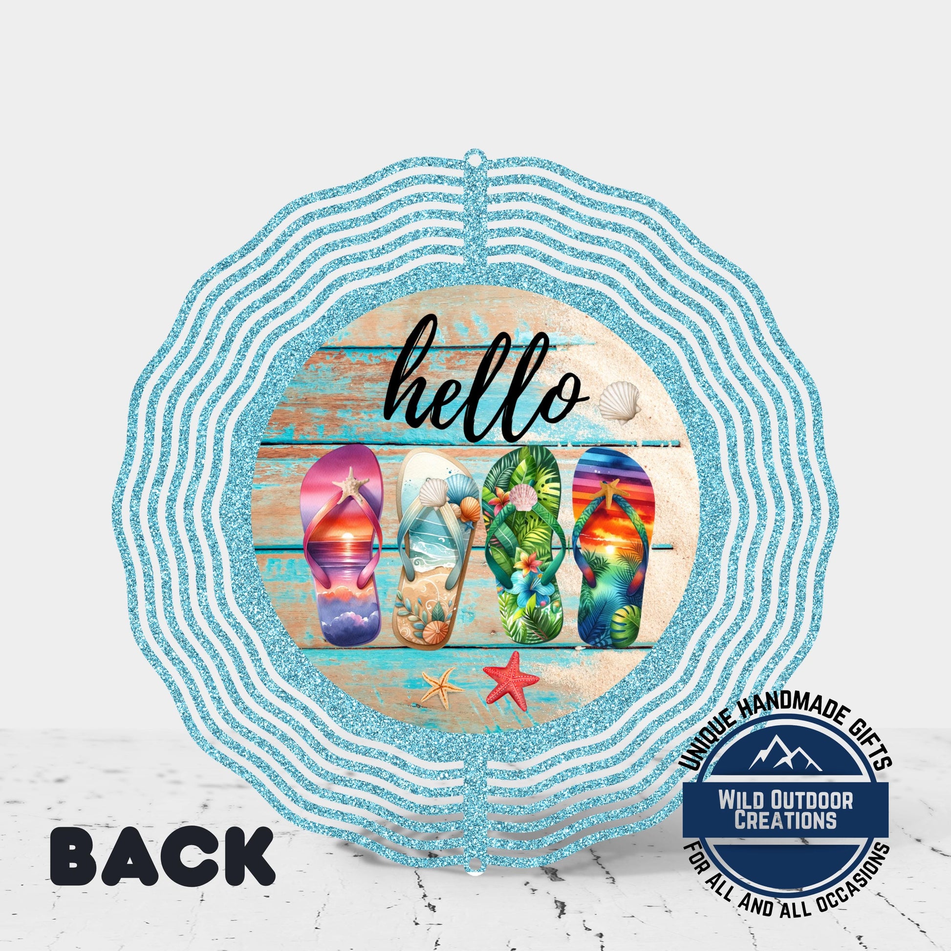 Flip Flop Wind Spinner - Colorful Summer Patio Decor | Coastal Yard Art - alternate view