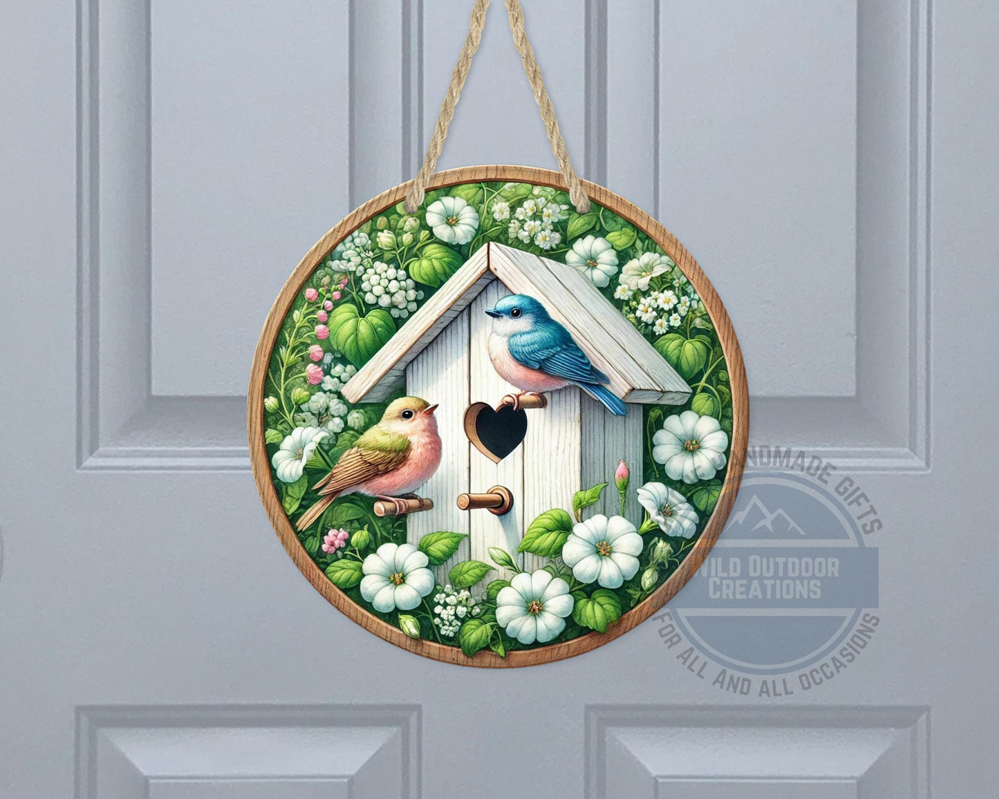 Birdhouse Door Hanger – Spring Door Decor with Songbird Porch Welcome Sign - additional product photo 10