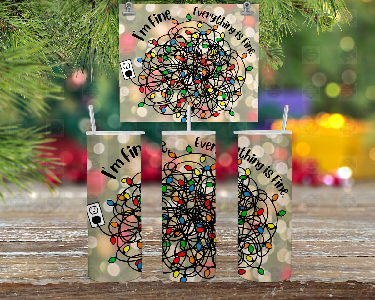 Christmas Tumbler, Holiday Lights, 20Oz Stainless Steel, Clear Lid