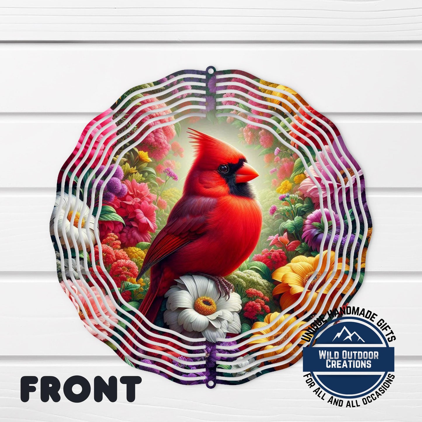Cardinal Wind Spinner – 10 Inch Outdoor Garden Decor with Vibrant Red Bird & 360 Swivel Hook - shown spinning in outdoor g...