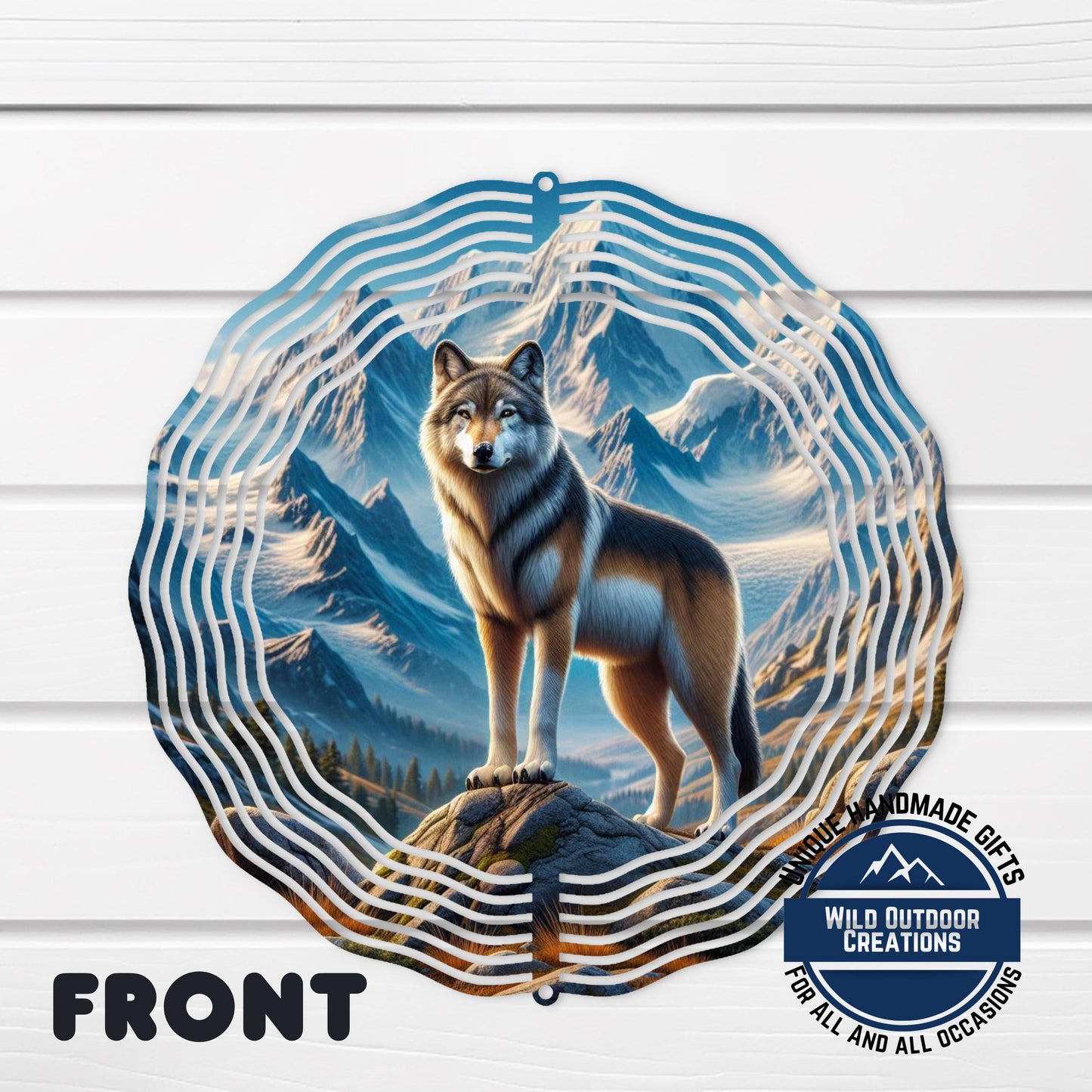 Wolf Wind Spinner - Double Sided Aluminum Outdoor Wind Spinner, 10 Inch Garden Decor - additional angle
