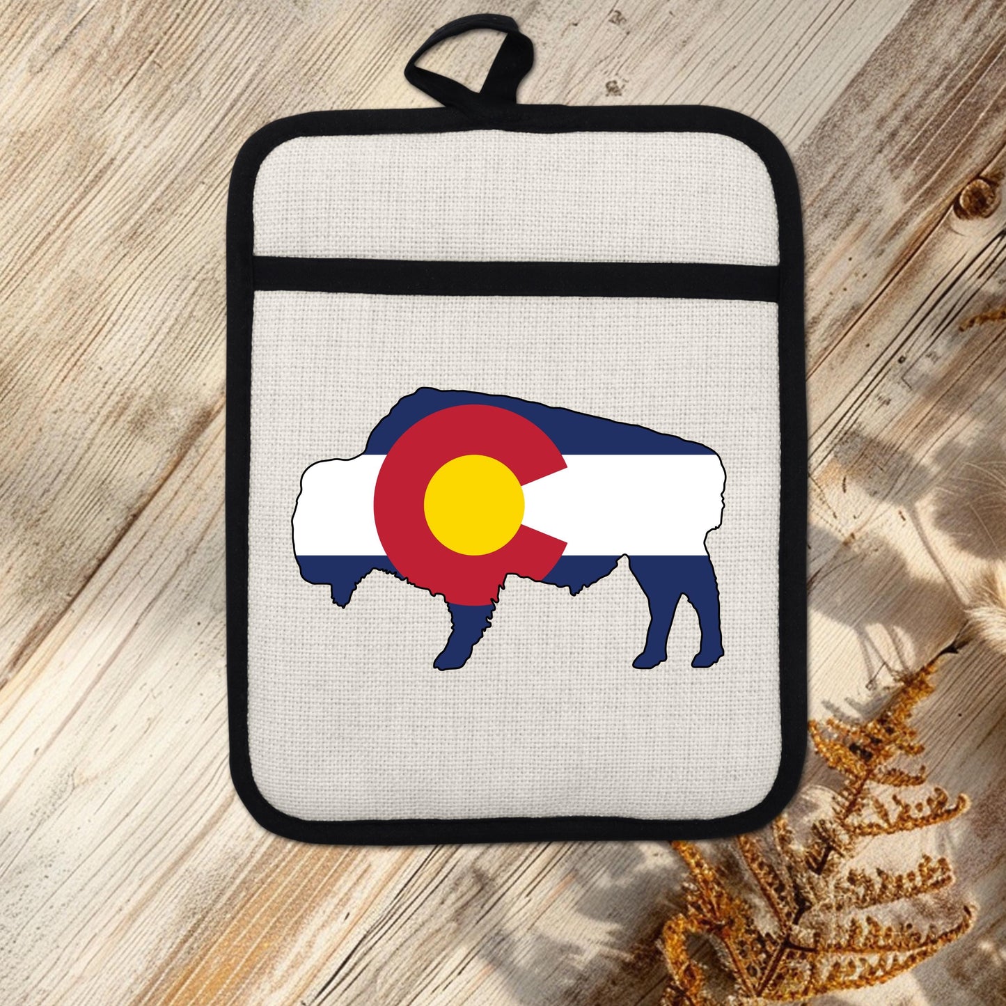 Bison Pot Holder – Colorado Pot Holder With Linen & Silicone, Heat Resistant Trivet - additional angle