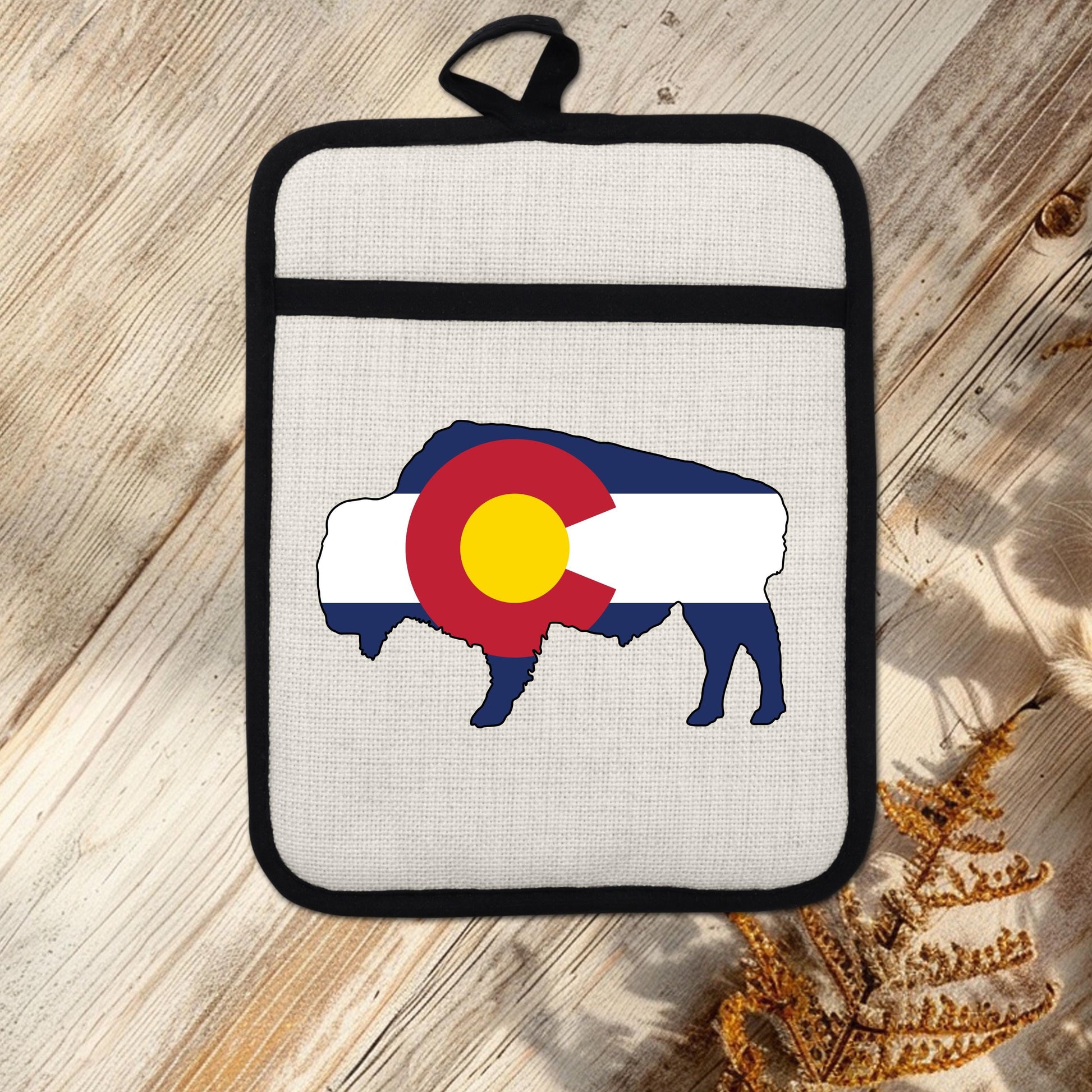 Bison Pot Holder – Colorado Pot Holder With Linen & Silicone, Heat Resistant Trivet - additional angle