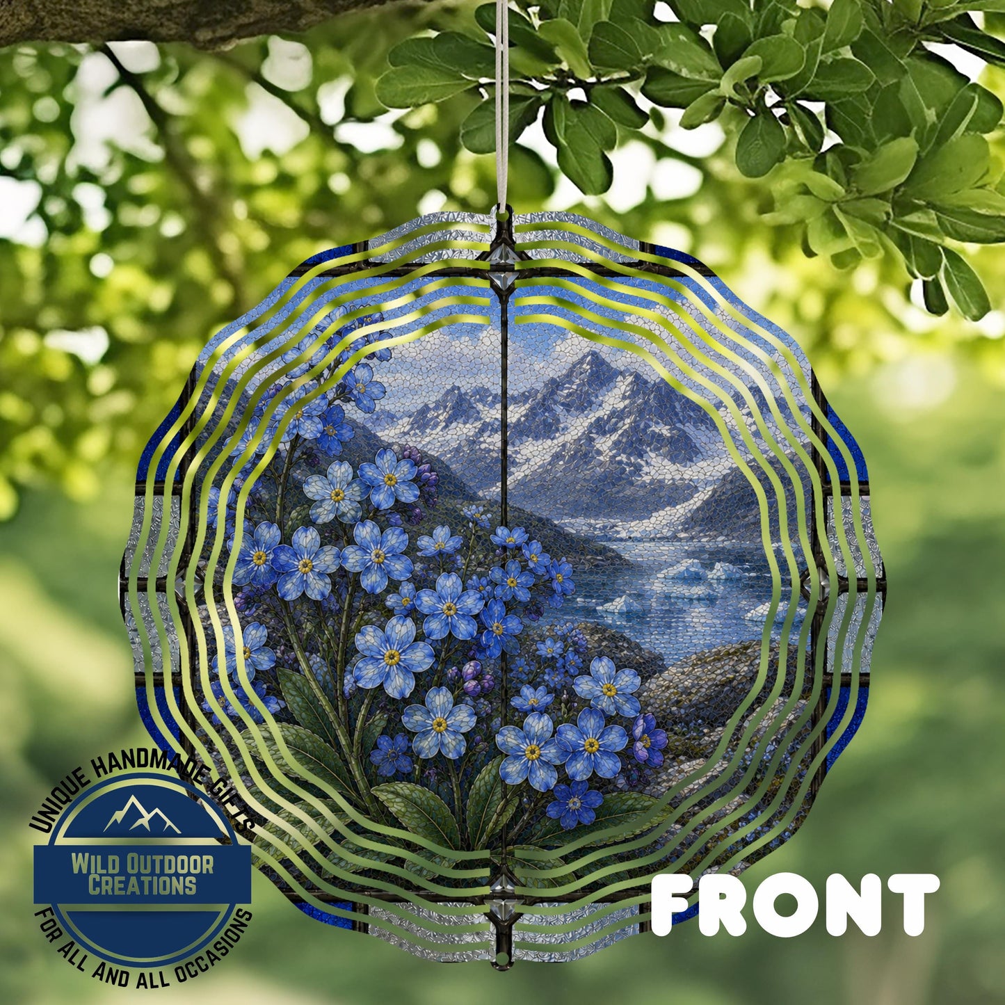 Forget Me Not Wind Spinner – Alaska Garden Decor | Aluminum Outdoor Spinner