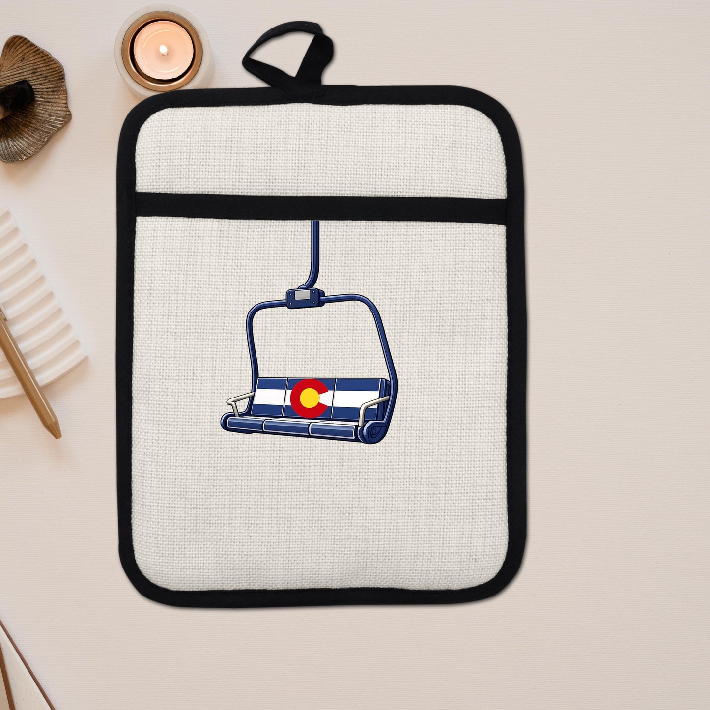 Colorado Flag Pot Holder – Ski Lift Pot Holder with Heat Resistant Mitt & Non Slip Trivet - additional product photo 14