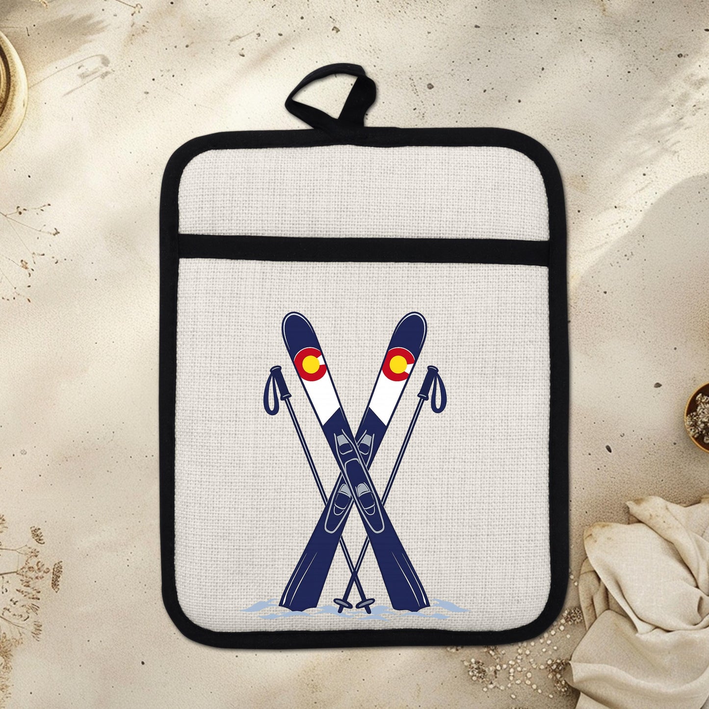 Ski Oven Mitt – Heat Resistant Silicone Pot Holder With Loop | Colorado Kitchen Decor - scale and size reference