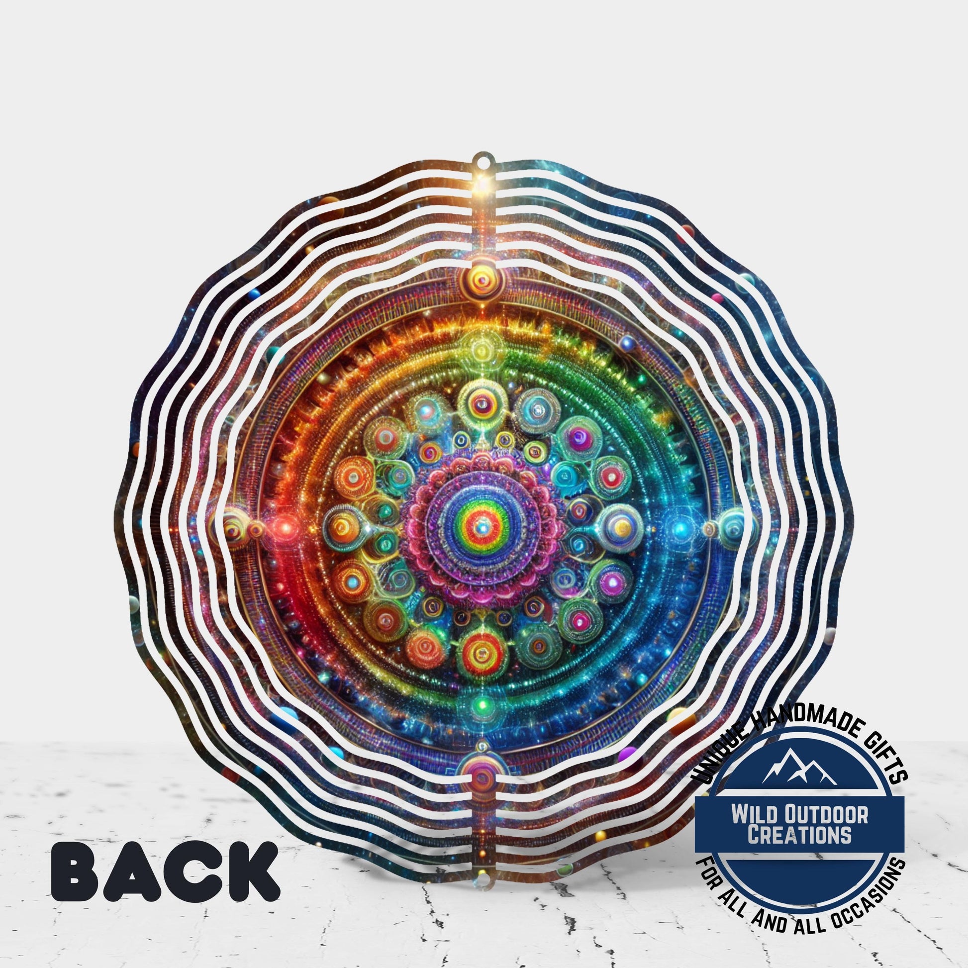 Neon Mandala Wind Spinner - Boho Garden Decor | Double Sided Aluminum Spinner - additional product photo 12