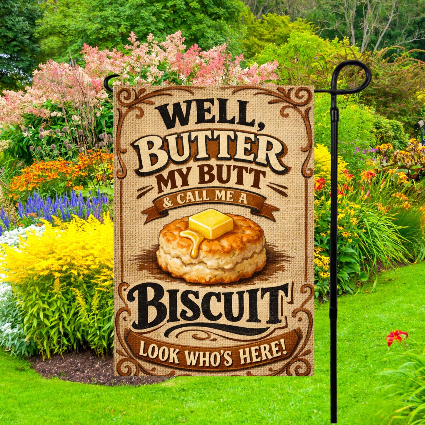 Southern Garden Flag – Funny Biscuit Flag Gift | Farmhouse Decor, UV Protected - alternate view