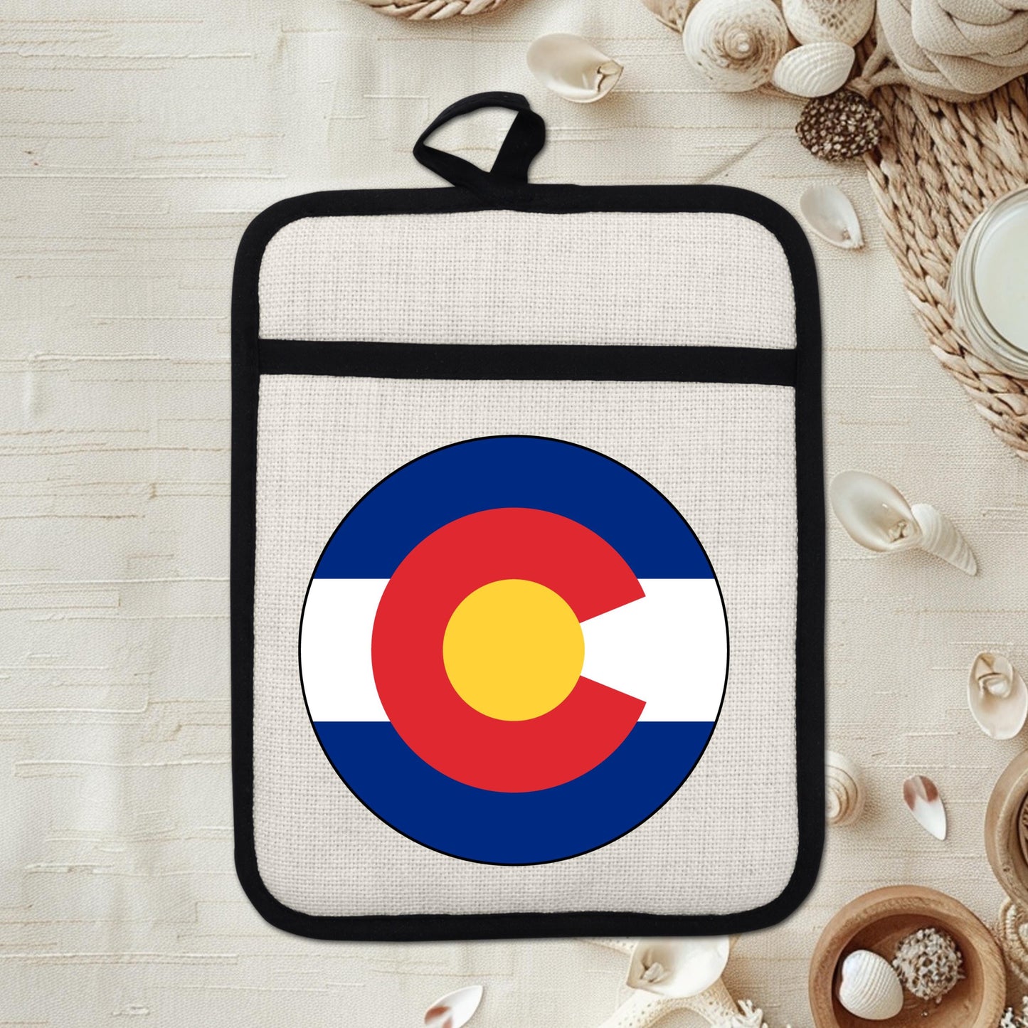 Colorado State Flag Pot Holder – Durable Linen & Silicone Kitchen Grip 9x7 Inches - product dimensions and specifications