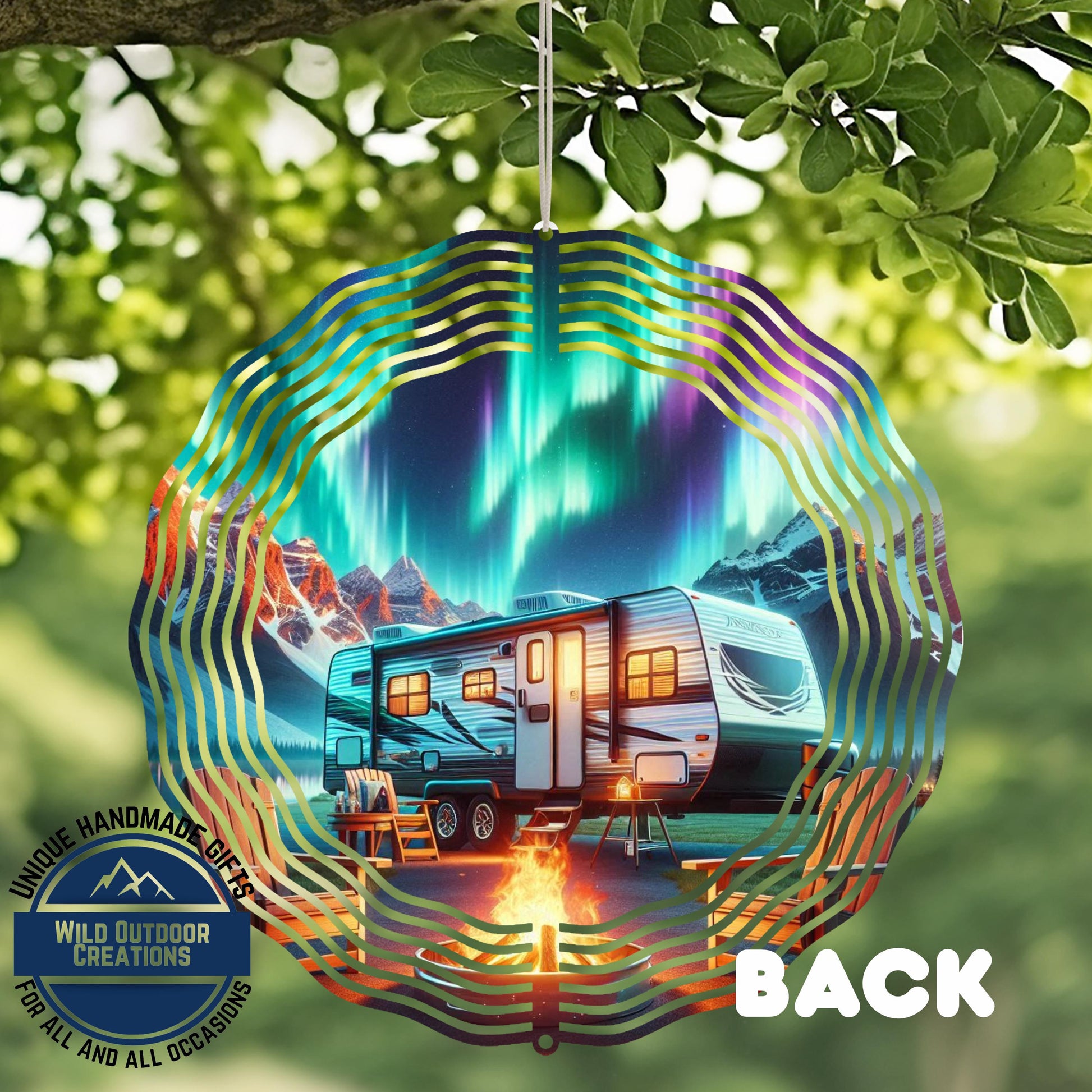 Camper Wind Spinner - Northern Lights Spinner | 10 Inch Aluminum Outdoor Yard Decoration - alternate view