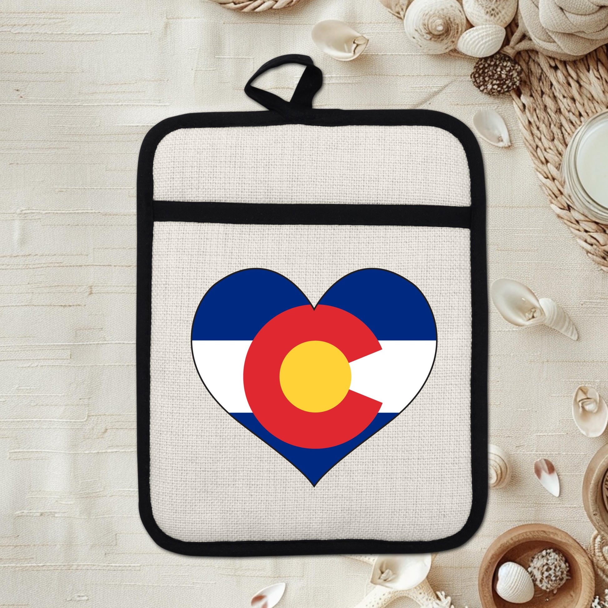 Colorado Heart Pot Holder – Silicone Pot Holder with Linen Front & Heat Resistant Trivet - product dimensions and specific...