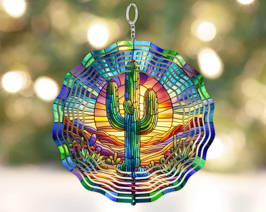 Colorful Saguaro Cactus Wind Spinner - Unique Kinetic Art for Desert Decor  Gifts for State Pride Enthusiasts