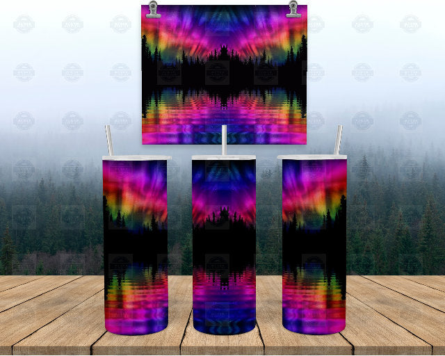 20Oz Stainless Steel Tumbler, Northern Lights Aurora Lake Scene