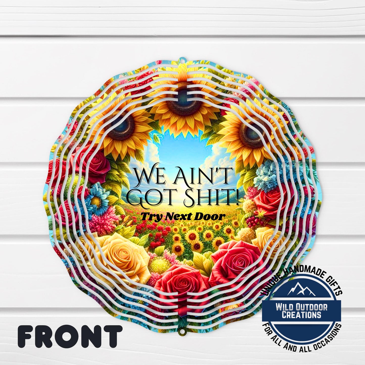 Farmhouse Aluminum Wind Spinner - Double Sided Sunflower Garden Decor, Weather Resistant