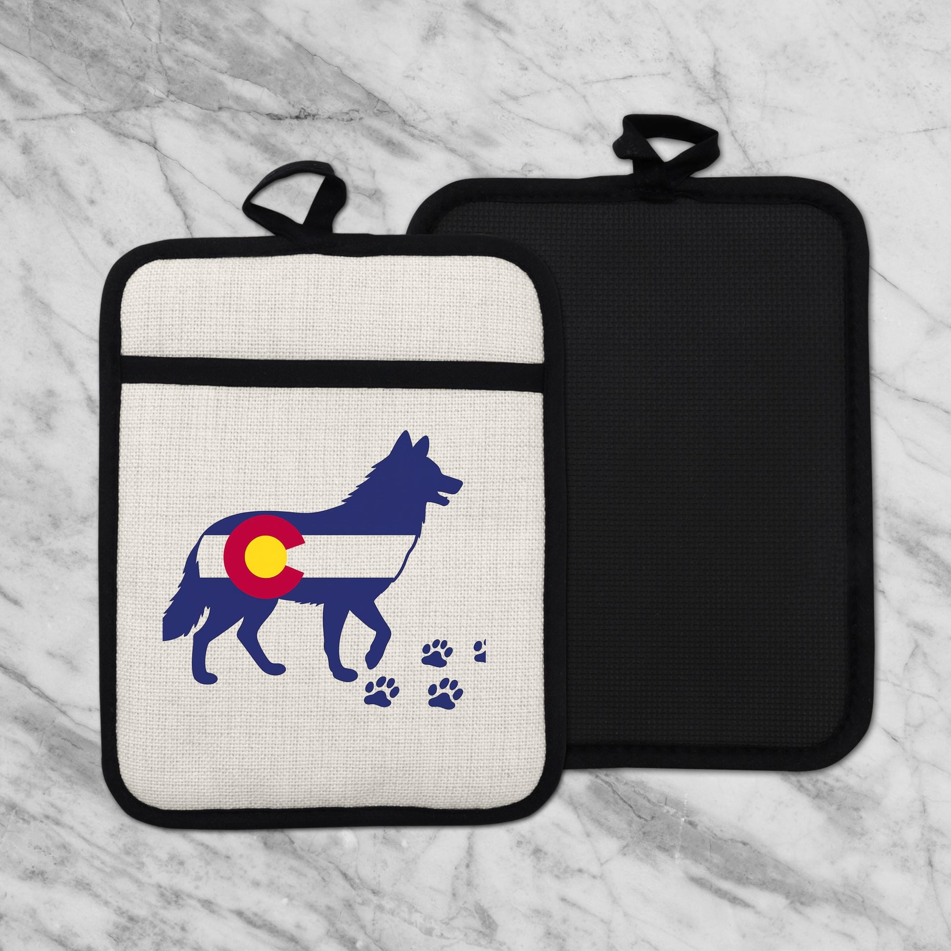 Colorado Wolf Pot Holder - Linen Front, Silicone Trivet, Heat Resistant Pad - additional product photo 11