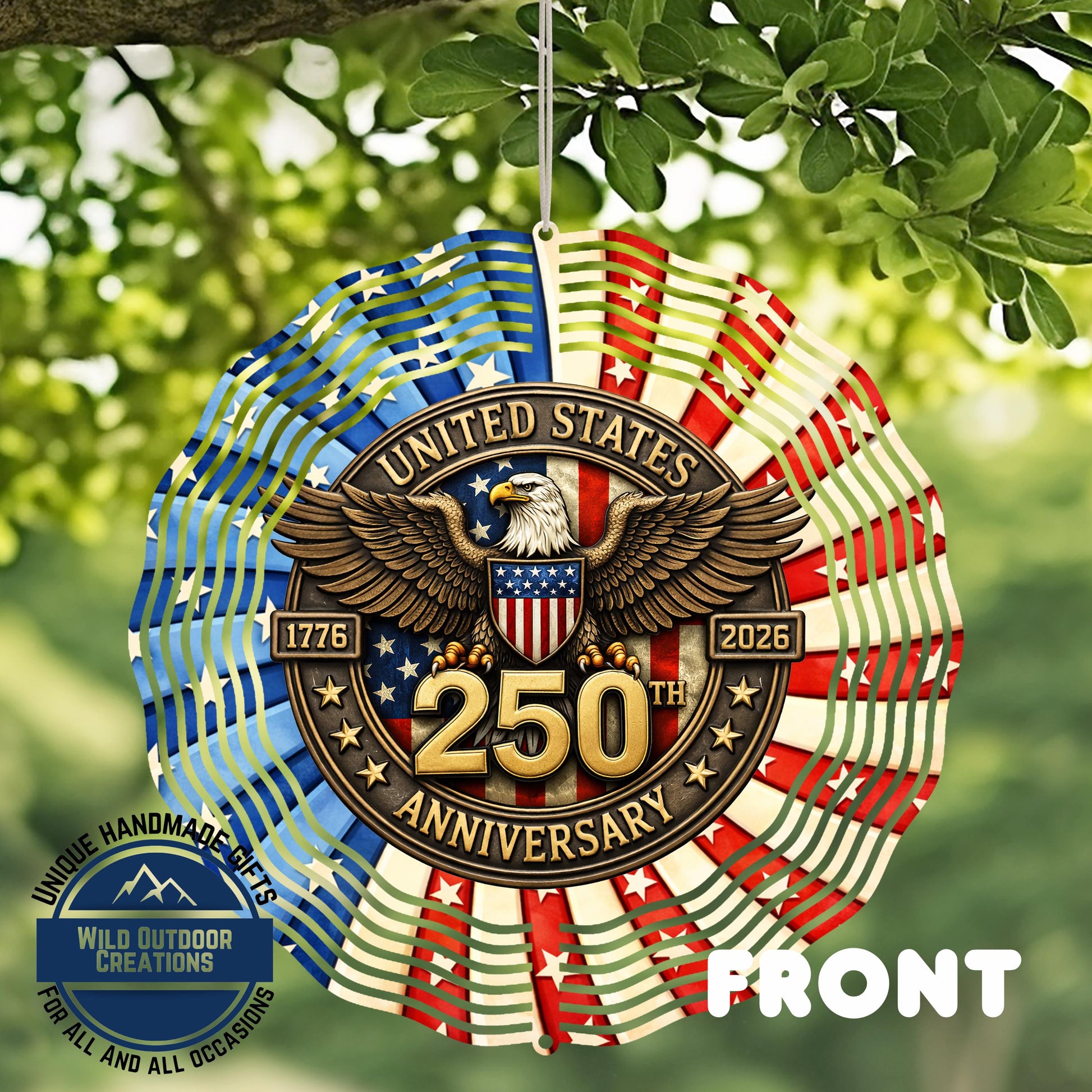 USA 250th Anniversary Wind Spinner – Patriotic Garden Decor With Bald Eagle - additional angle