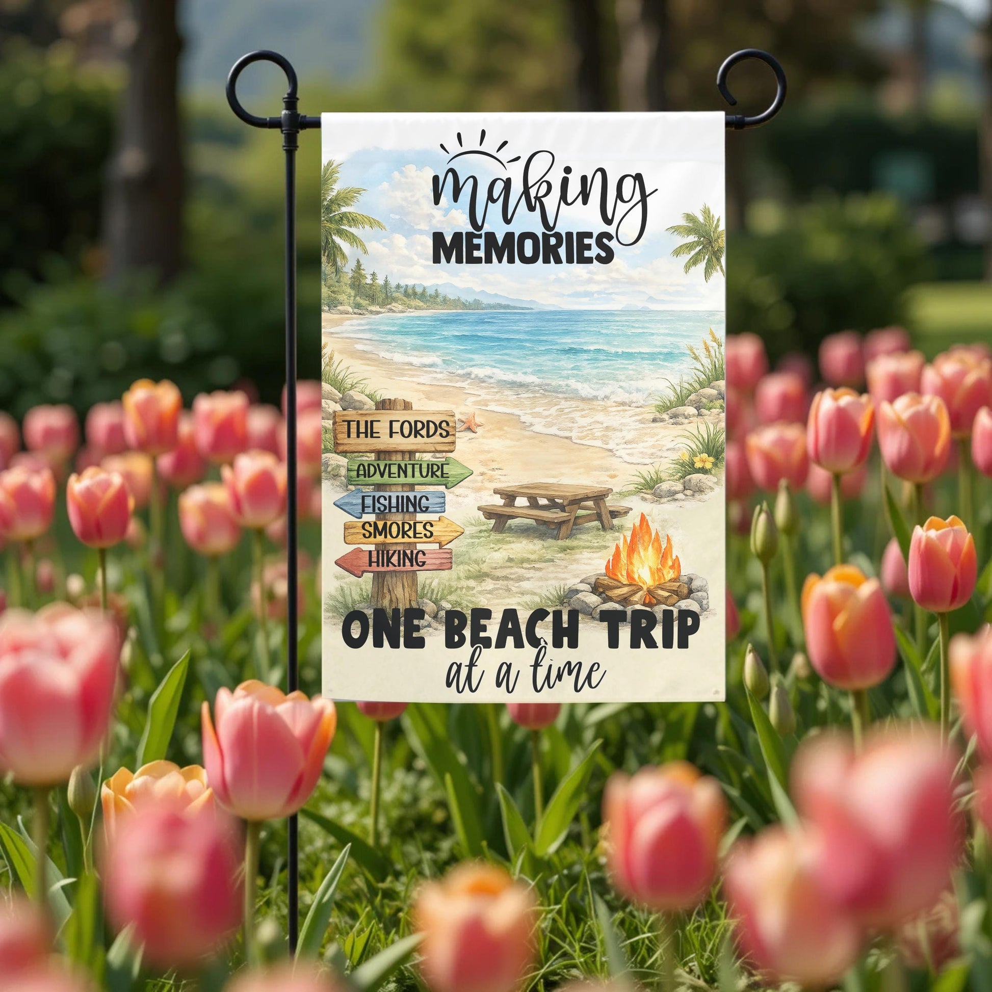 Personalized Beach Garden Flag – Coastal Summer Decor | Double Sided 12x18 - outdoor setting
