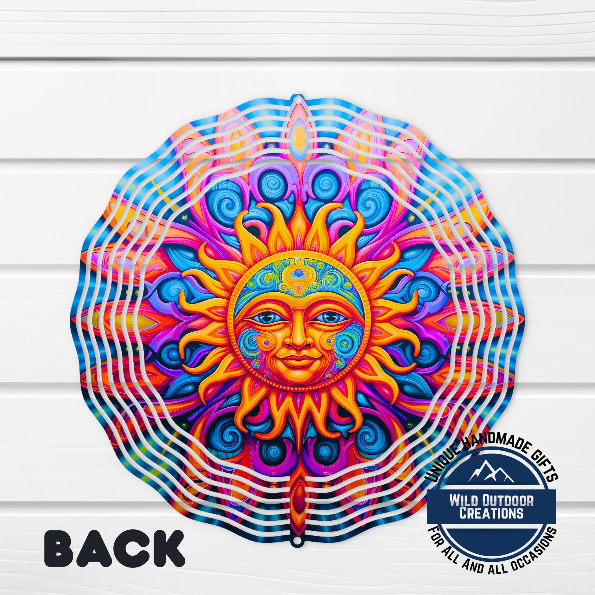 Sun Wind Spinner - Neon Boho Garden Decor | Vibrant Aluminum Outdoor Ornament - scale and size reference