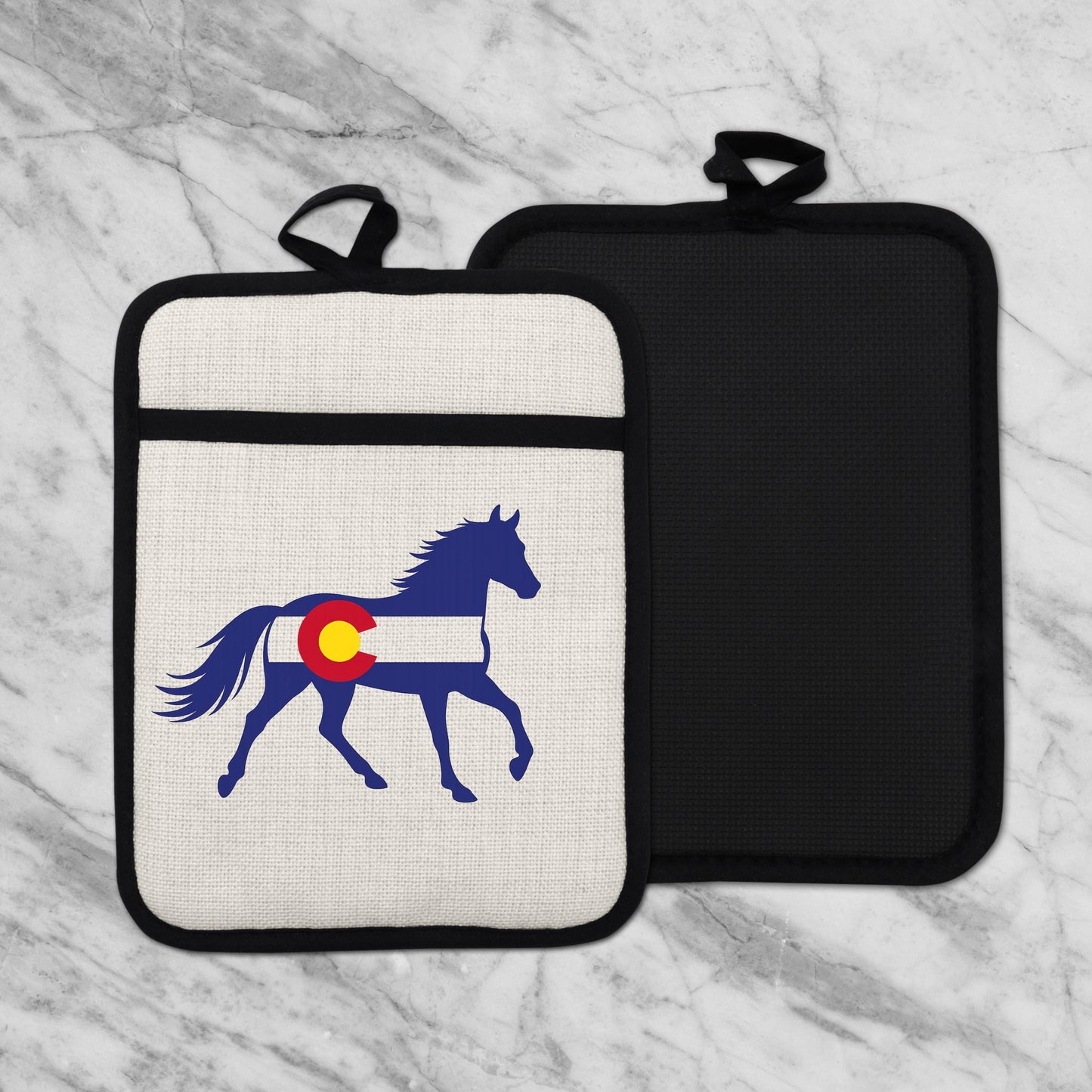 Horse Oven Mitt - Colorado Pot Holder With Silicone Back & Linen Front, Heat Resistant - additional product photo 11