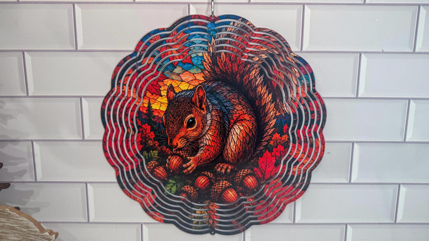 Fall Squirrel Wind Spinner | 10 Inch | 360 Swivel | Indoor Outdoor Décor Display Accent